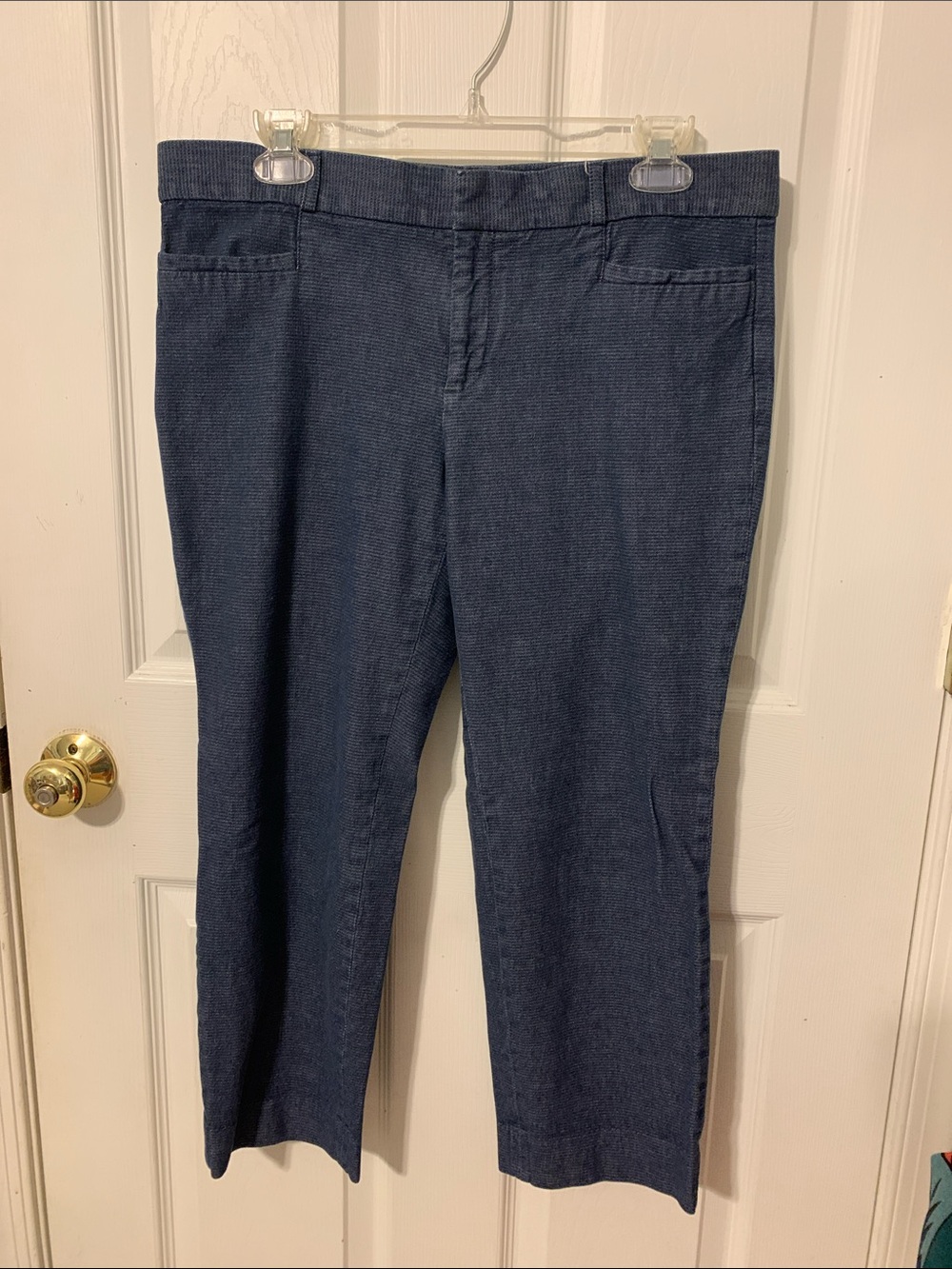 Banana Republic Sloan Dark Navy Stripe Cropped Pants  -  size 12P